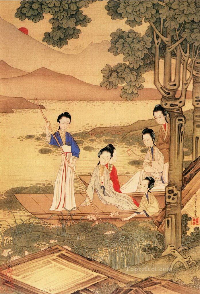 Xiong bingzhen maiden antique Chinese Oil Paintings